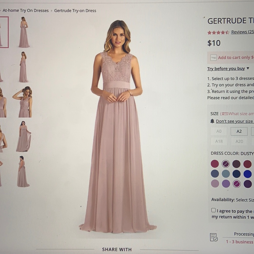Azazie Gertrude Bridesmaid dress in dusty rose